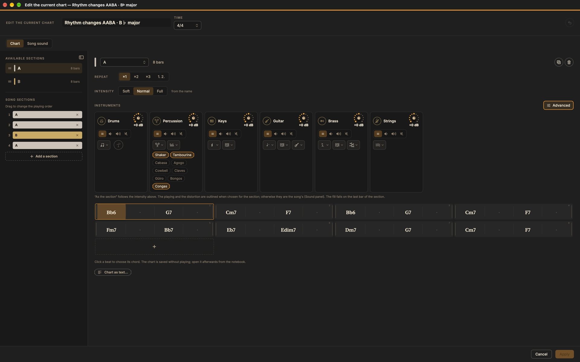 The chart editor, in Advanced mode