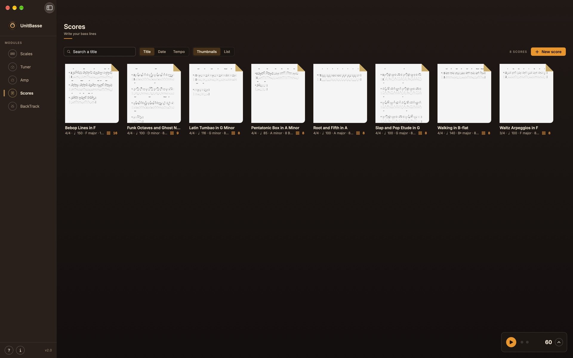 The notebook, as thumbnails