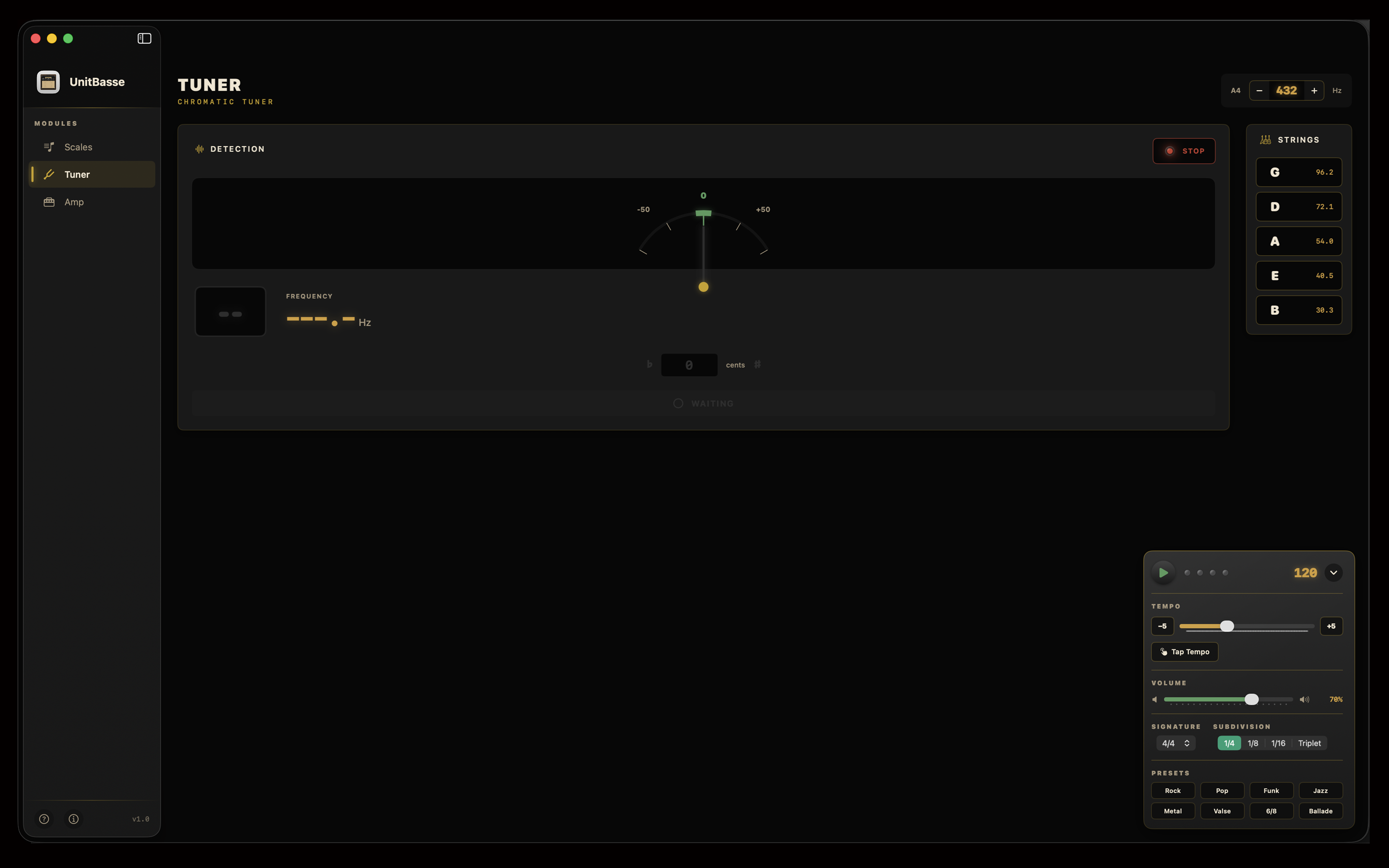 Chromatic tuner — accurate to the cent