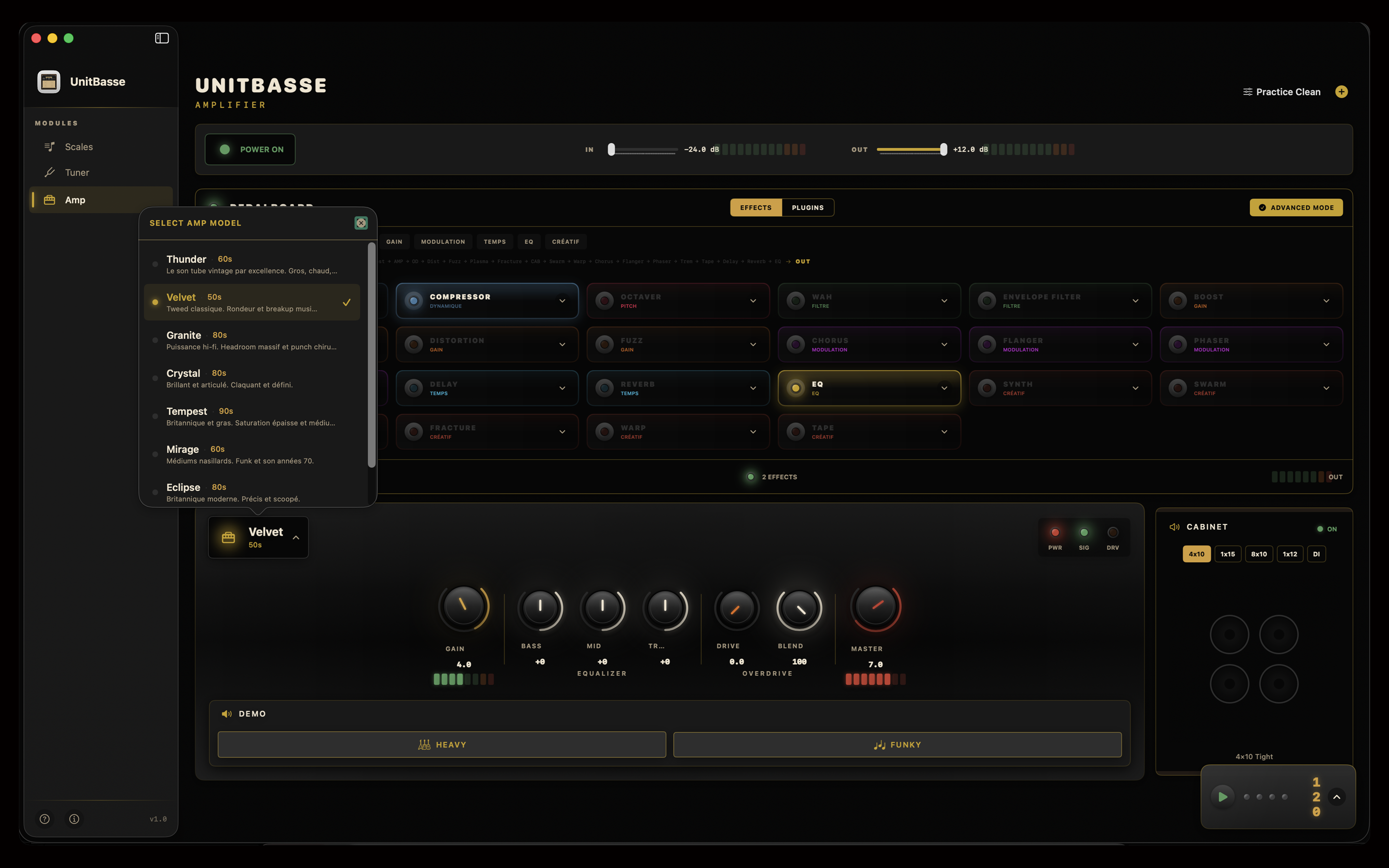 Amp module — 8 legendary models and 5 cabinets