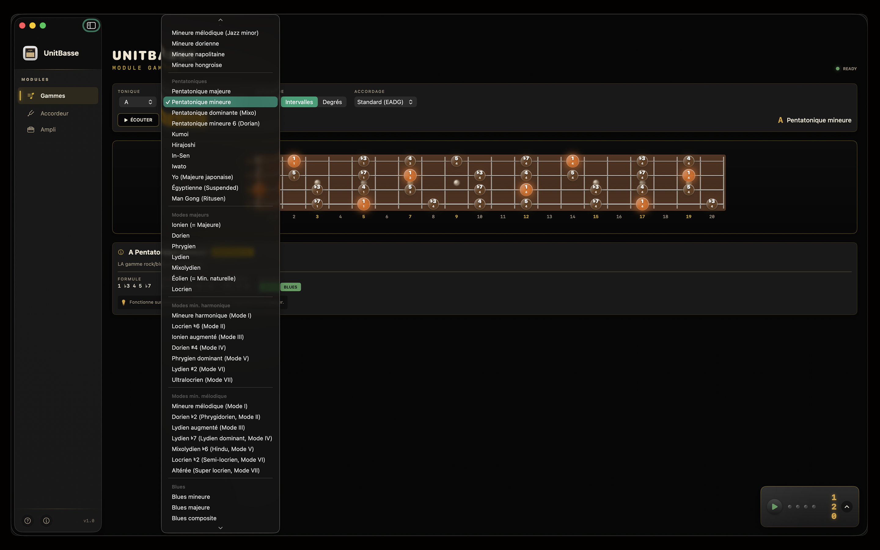 UnitBasse — Module Gammes
